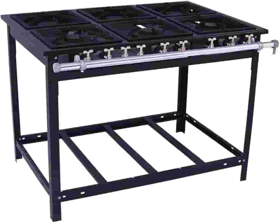 Fogão Industrial Venâncio 6 Bocas 3 Simples a Gás Natural Baixa Pressão Espera para Forno E6-22110