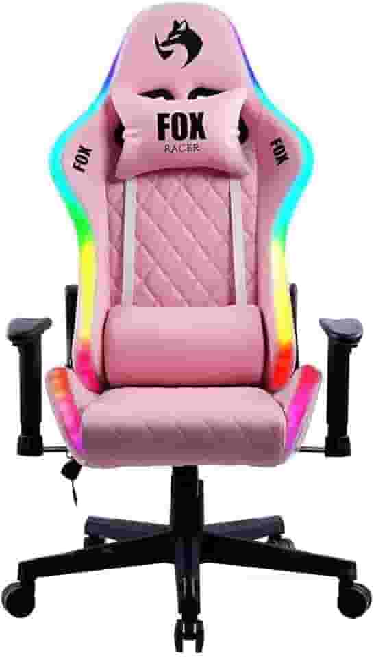 Cadeira Gamer Fox Com Iluminação RGB Apoio Ajustavel Rosa