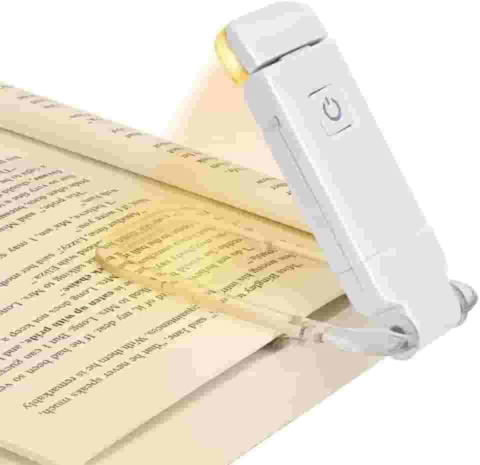 Pearpot Lanterna de Leitura para Livro, Luminária de Livro com Luz Branca, Quente e Branca Quente, Recarregável por USB, Compacta e Leve, Ideal para Leitura Noturna