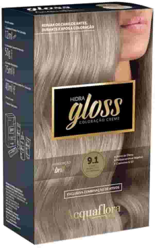 Acquaflora 9.1 Louro Muito Claro Acinzentado Kit Coloracao Hidra Gloss