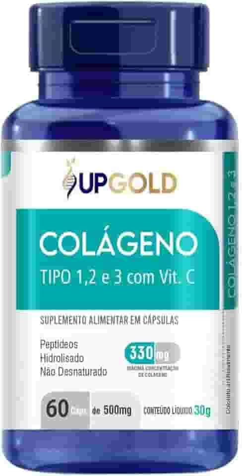 Colágeno Tipo 1, 2 e 3 C/Vitamina C 60 Cápsulas 500mg - Upgold