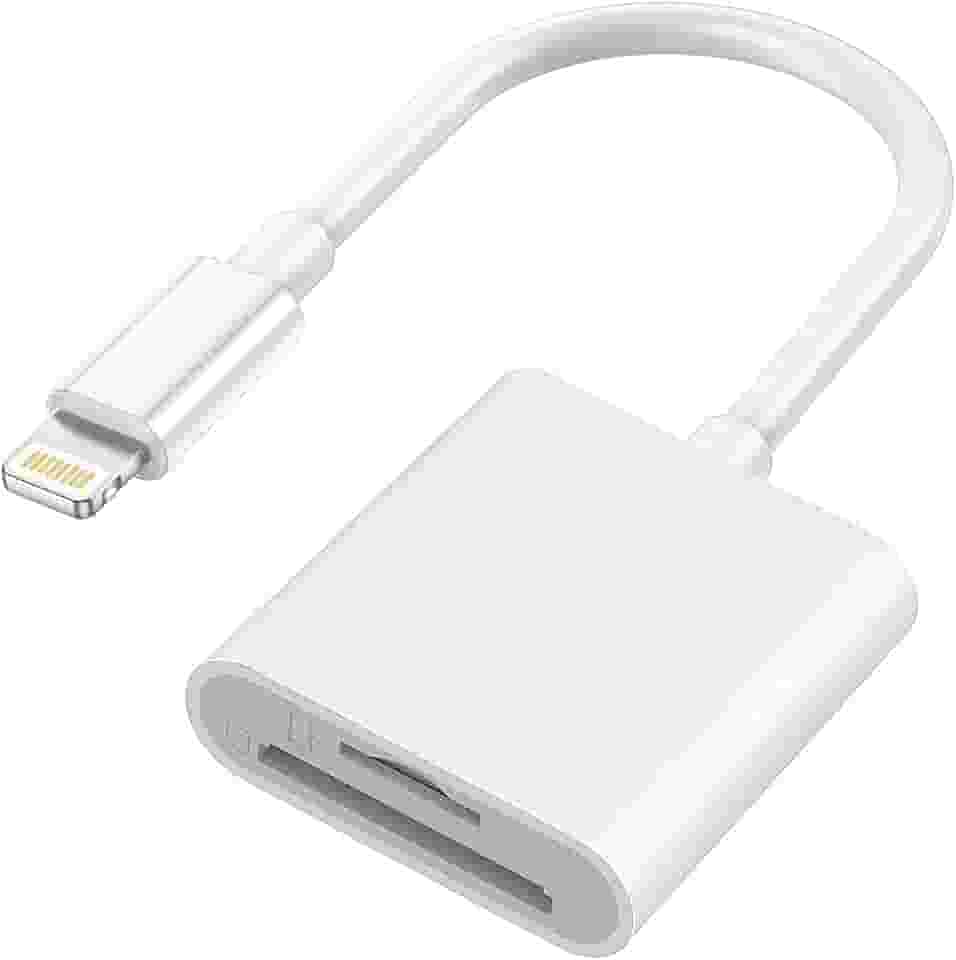 Adaptador de slot de cartão duplo Lightning para SD e TF, leitor de cartão de memória micro SD/SD certificado pela Apple MFi para iPhone 14 13 12 11 Pro Max XS XR X 8 iPad, Plug and Play
