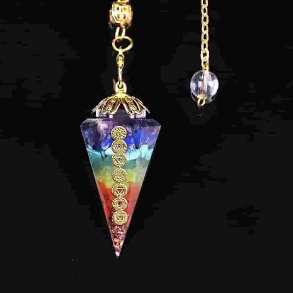 Orgonite Reiki Pêndulo Amuleto De Pedra Natural Cura 7 Chakra Cristal Energia Meditação Pingente Hexagonal