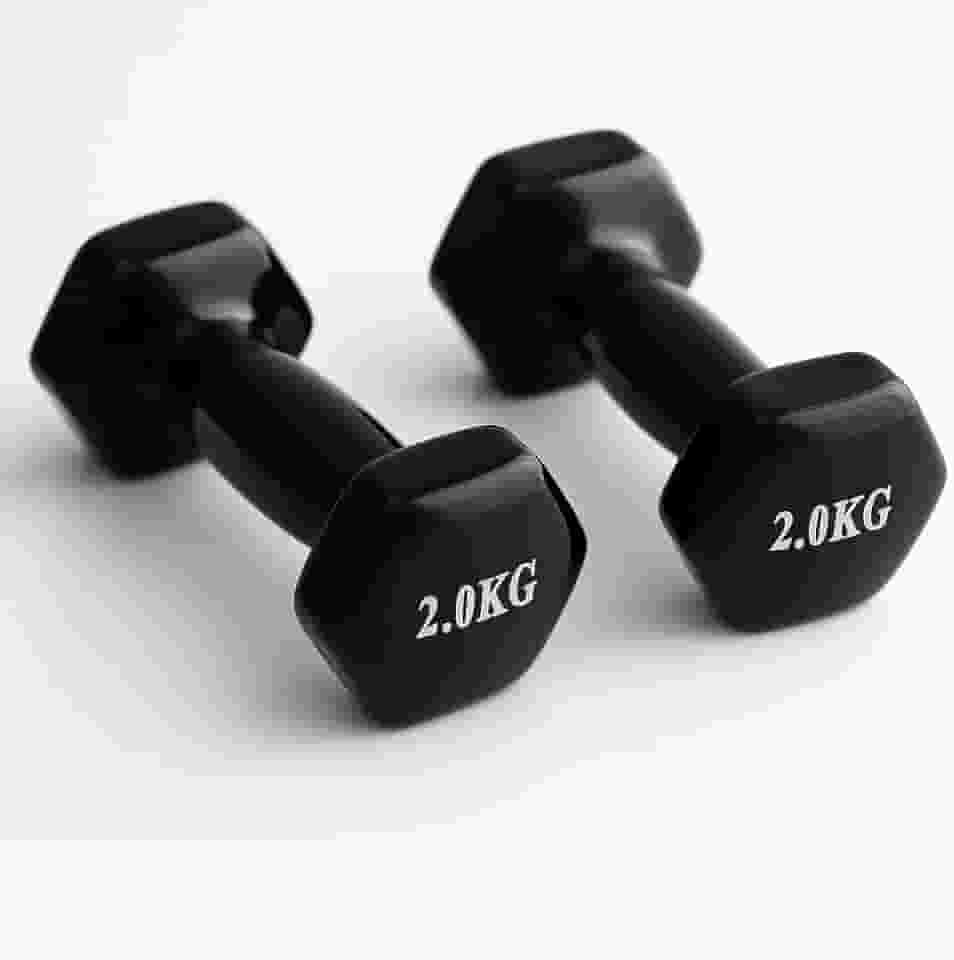 Kit de Halteres Sextavado Emborrachado 2Kg Preto MK FIT - Academia - Musculação - Fisioterapia - Fortalecimento -