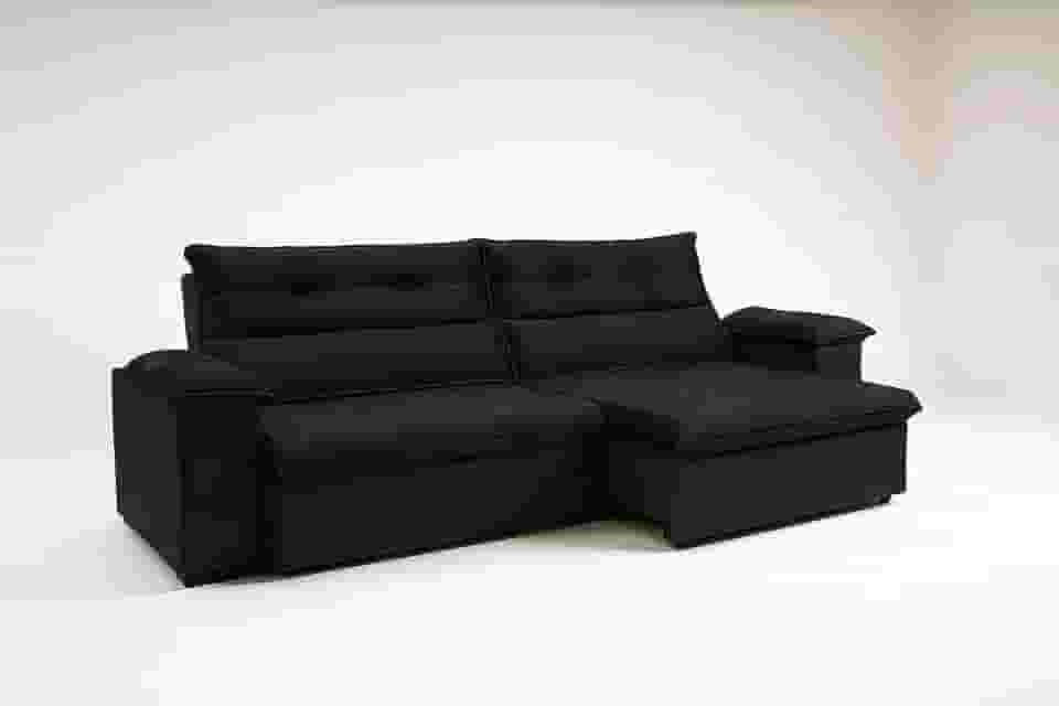 Sofá Aconchegante 3 Lugares Reclinável e Retrátil Bel Veludo LIMOV (Preto, 2,50m)