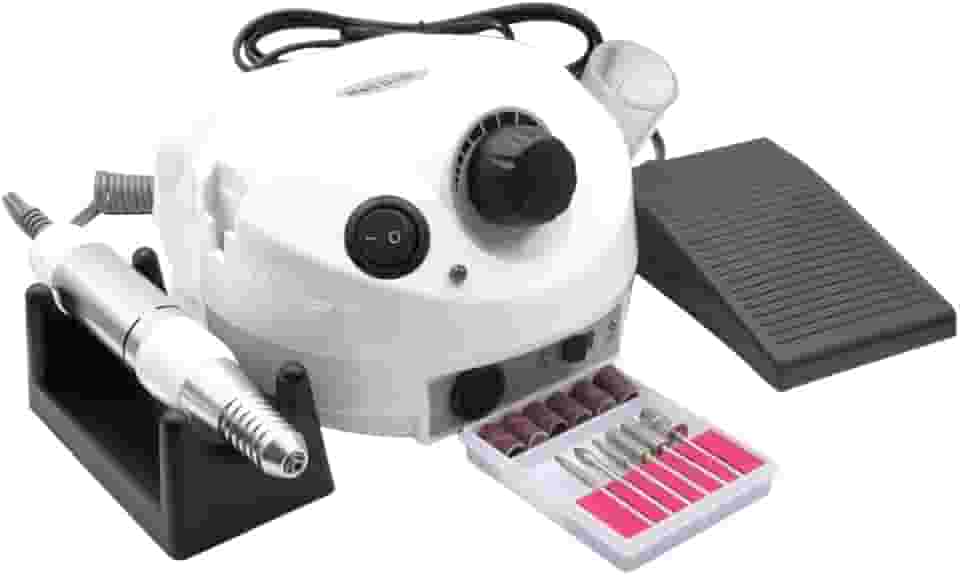 Lixadeira Motor Elétrica Porquinho com Pedal para Unhas Nail Drill Profissional - Lixadeira Manicure Pedicure - Bivolt 110v - 220v - UP SHOP (Branco)