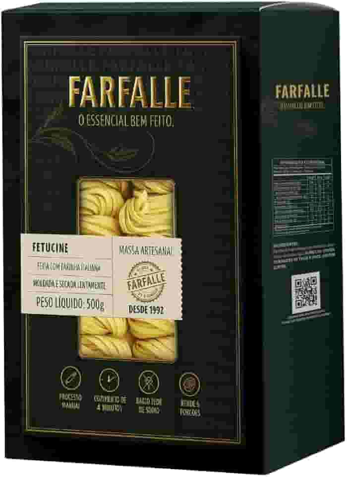 Macarrão Fetucine com Farinha Italiana Importada 500g - Feita com Farinha Italiana Moldada e Secada Lentamente - Pasta italiana artesanal FARFALLE.