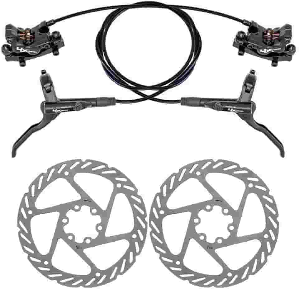 Freio disco hidráulico alumínio RX 4 pistões dianteiro e traseiro com rotores