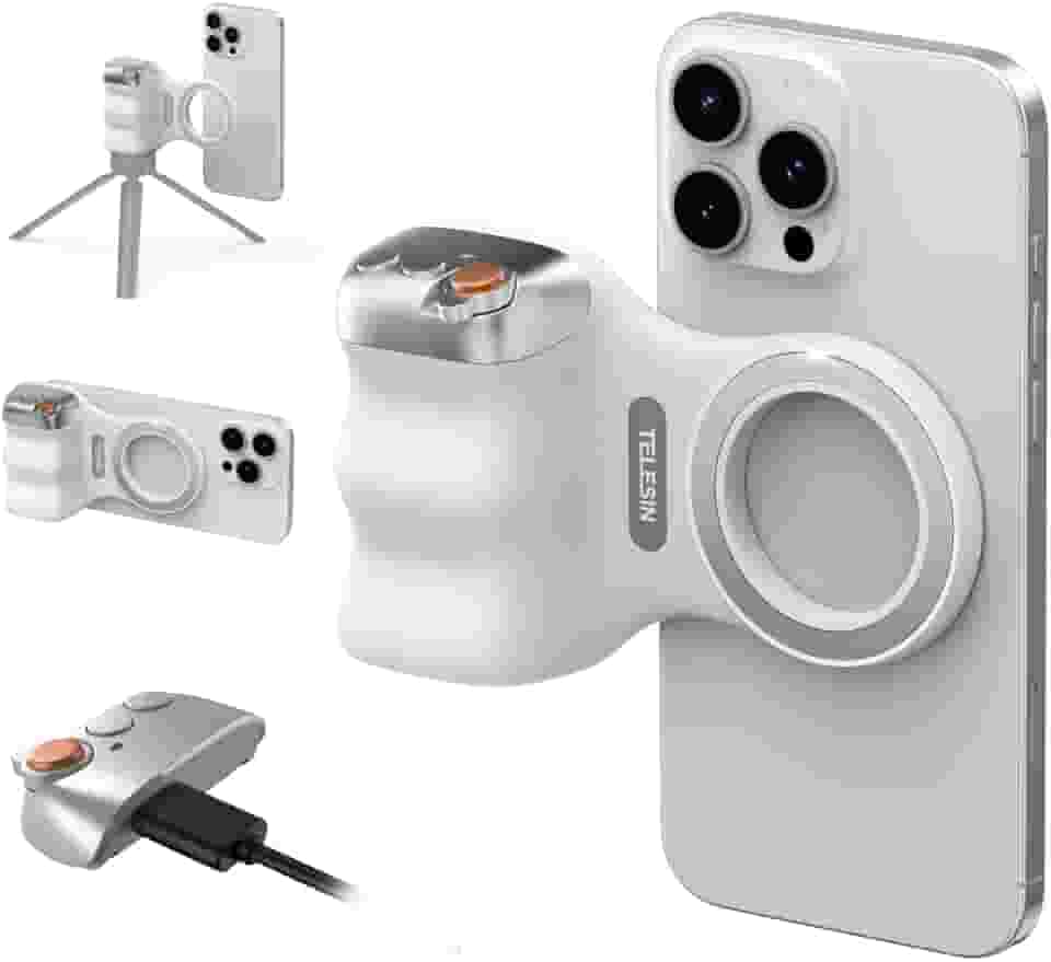 TELESIN Câmera magnética Fun Shot para celular DSLR para iPhone e Android com botão de obturador sem fio removível antiqueda – parafuso de 6 mm – Suporte ergonômico confortável para alça de câmera