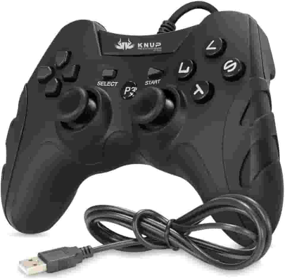 Controle Gamepad Gamer Com Fio KP-4040 Compatível com Pc Computador Windows 7, 10 e 11 Ps3 I Joystick Manete com Fio para Entrada USB Plug And Play para Computadores ou Notebook (Preto)