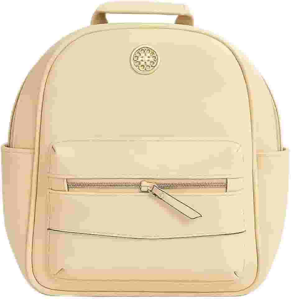 Mochila Feminina Luxo Monogramada Estilo Grife Internacional Alças Confortáveis Ajustáveis Zíper Dourado Espaço Interno Grande Bolsa Casual, Trabalho e Passeio