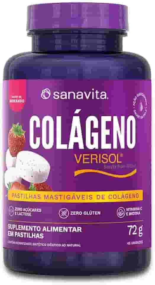 Colágeno Mastigável Sanavita Sabor Morango. 72g | 15 Porções