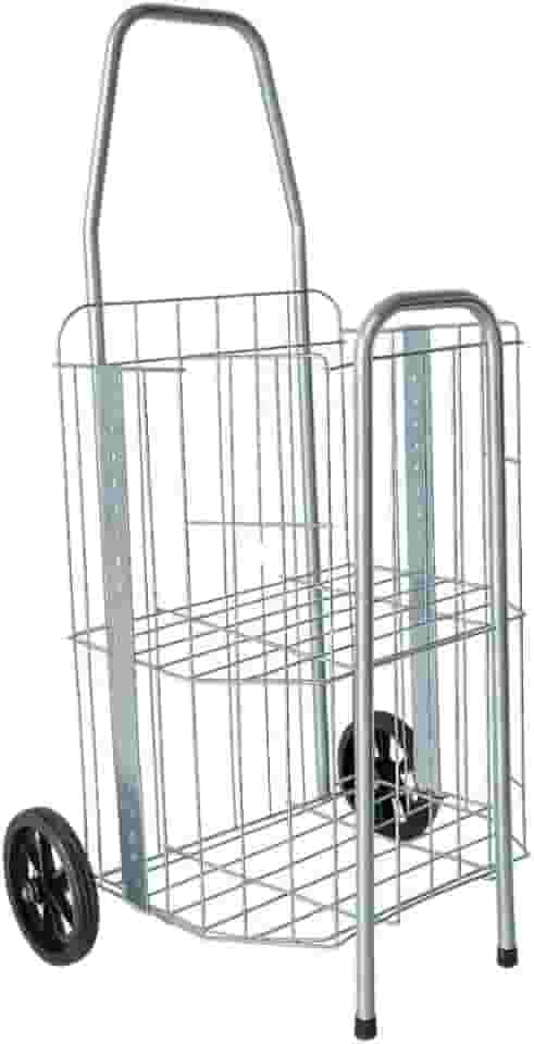 Carrinho De Feira Dobrável 2 Partes Reforçado 60kg Para Compras De Feira E Supermercado Dourado E Prata Compacto Ágil(Prata)