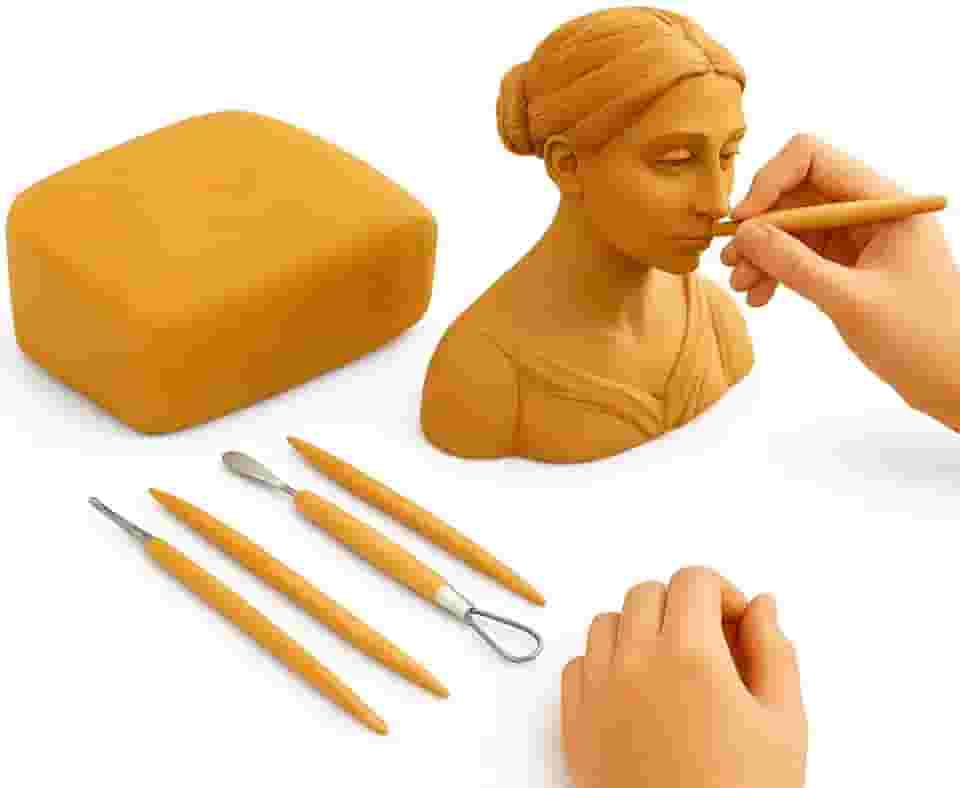 Argila Natural para Modelagem 1 Kg – Massa de Modelar Atóxica de Secagem ao Ar | Ideal para Artesanato, Escultura, Escola e Projetos Criativos | Argila Ecológica e Fácil de Moldar