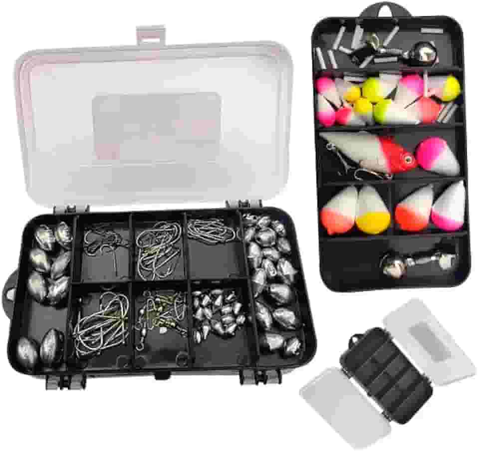 Maleta de Pesca Boias Anzois Chumbo Isca Guizo Girador Snap