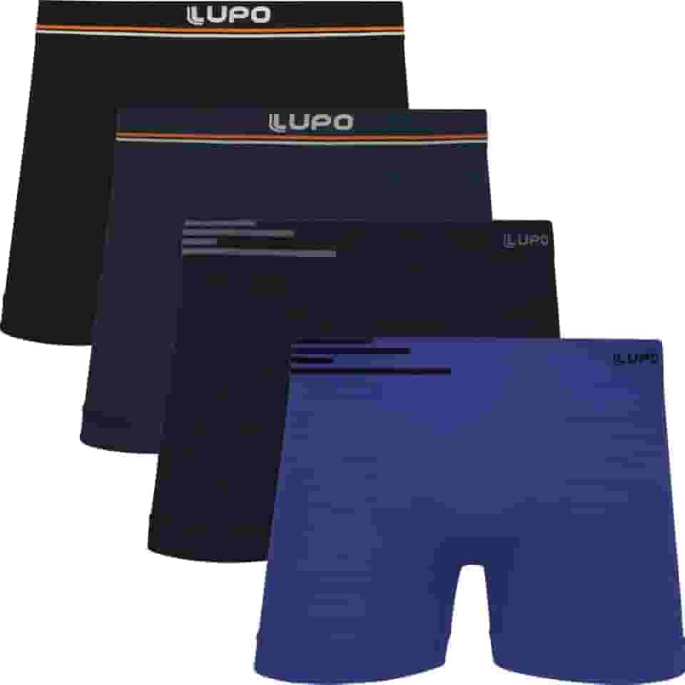 Kit 4 Cuecas Boxer Lupo Microfibra Poliamida Sem Costura Adulto Masculino
