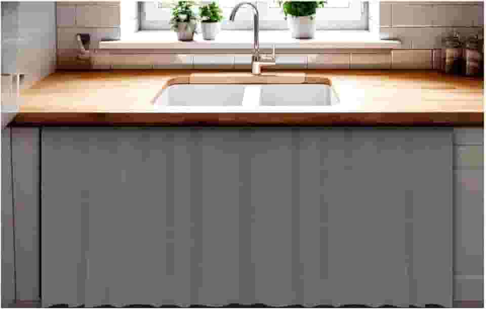 Cortina De Pia para Cozinha Dispensa Balcão Pias em geral Blackout Impermeavel 138x80 cm cor cinza material resistente antmofo 100% PVC