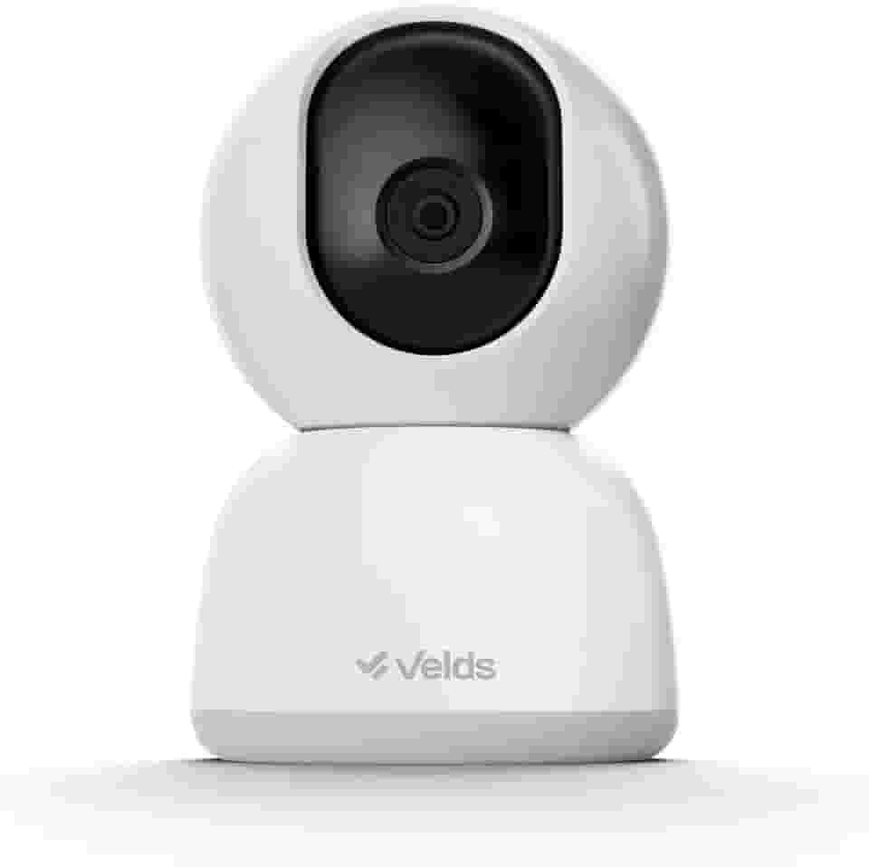 Câmera Inteligente 360° Wi-Fi Velds, 1080 Full HD, Visão Noturna, Rastreamento de Movimento, Detecção de Som, Áudio Bidirecional, Até 256GB de Armazenamento Local, Branco