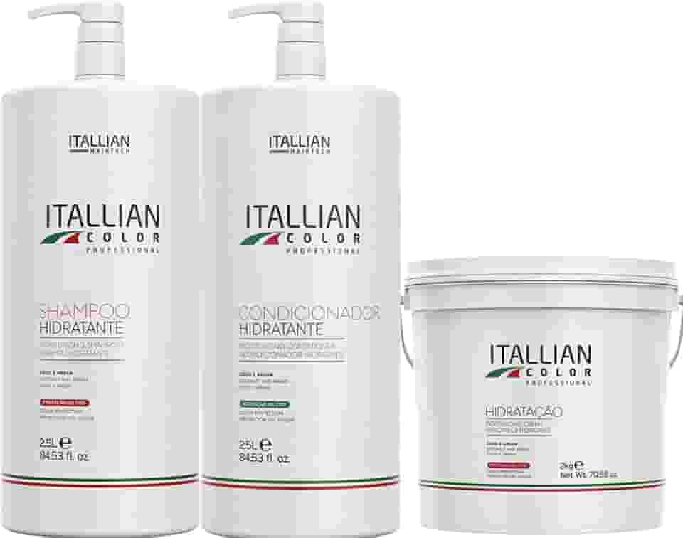 Kit Itallian Color Profissional - Shampoo 2.5L + Condicionador 2.5L + Máscara Hidratação 2kg - Proteção e Economia Salon