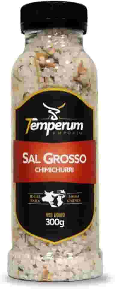 Sal Grosso com Chimichurri, Tempero Argentino para Churrasco, Mistura de Ervas e Especiarias com Manjericão, Cebola, Mostarda, Alho, Salsa, Tomate, Alecrim, Orégano, Churrasco Grill Temperum 300g