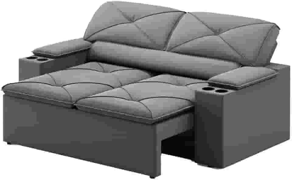 Sofá 2 Lugares Retrátil e Reclinável Pop 1,54m Grafite