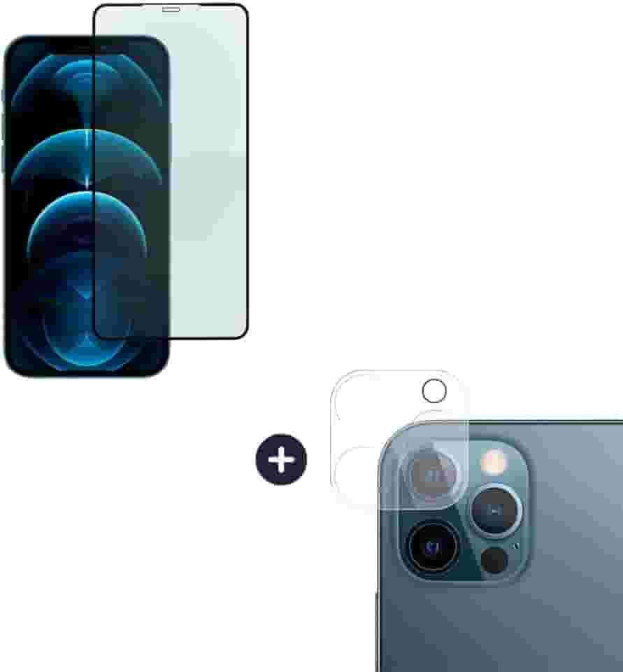 Película De Vidro 3D Tela Toda Para iPhone + Película Lente de Câmera (iPhone 12 Pro Max)