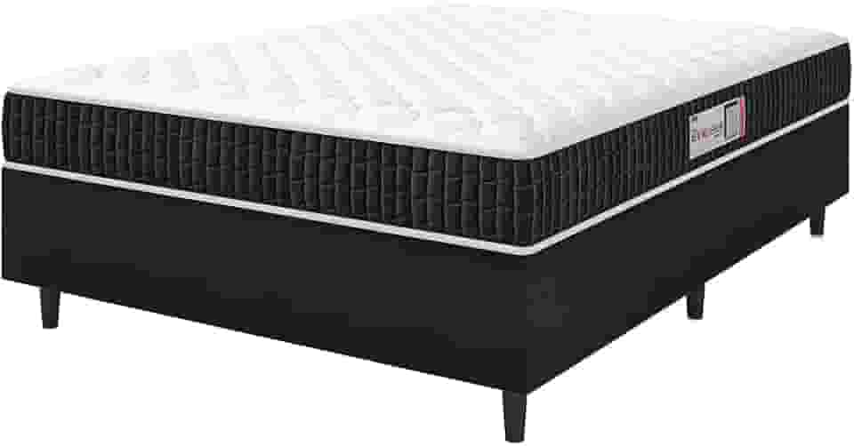 Cama Box Colchão Casal Espuma D33 New Millenium 138x188x57cm Preto/Branco Hellen - Suporta até 120kg por Pessoa