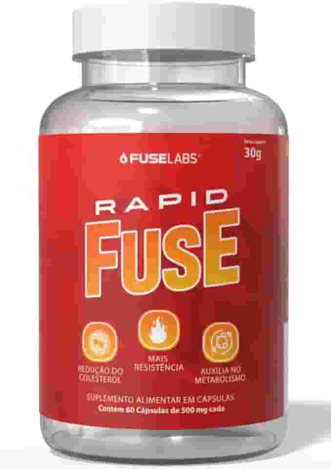 Rapid Fuse Pré Treino e Termogênico (Foguinho) - 60 Cápsulas com Cafeína, Psyllium e Picolinato de Cromo - Fuselabs - Suplemento para Academia e Fitness