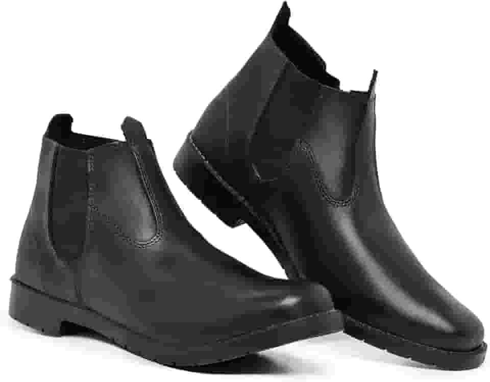 Botina Bota Masculina Couro Legitimo Solado Pneu Resistente