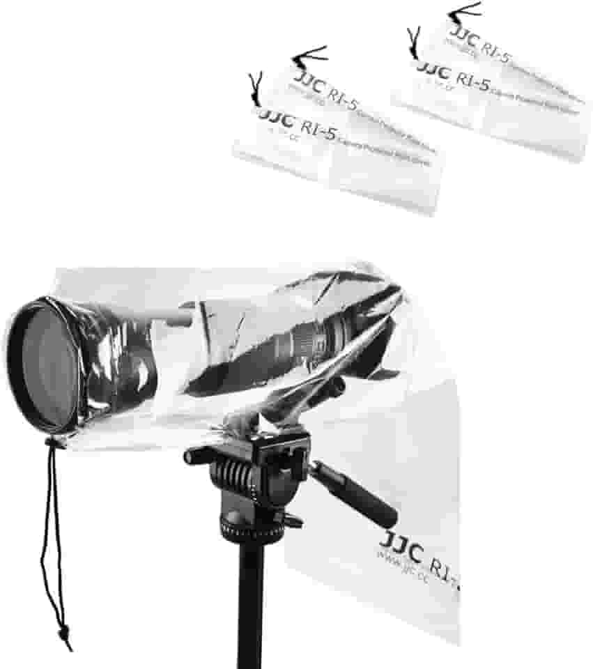 Capa de chuva para câmera DSLR JJC Protetor de capa de chuva para Canon, Nikon, Fujifilm, Sony, Olympus, Panasonic, Tamron Sigma, com uma lente de até 45,7 cm, material PE totalmente transparente -