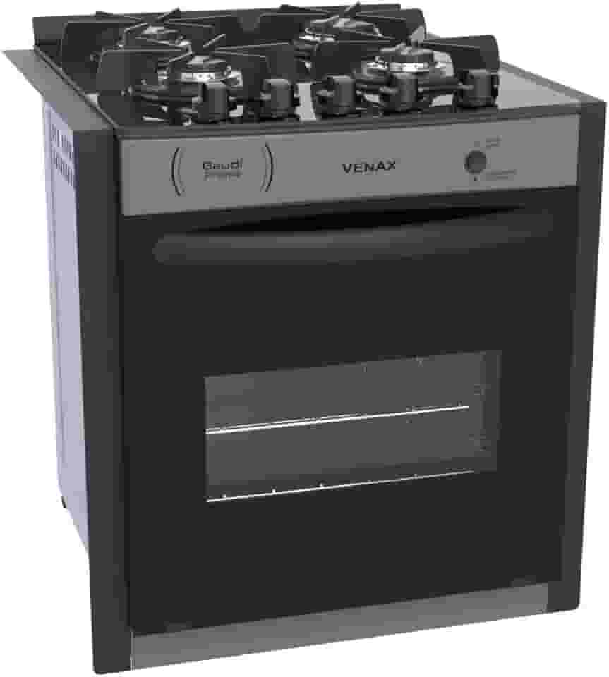 FOGAO A GAS DE EMBUTIR GAUDI PRISMA VITREO 4Q GRAFITE GAS GLP