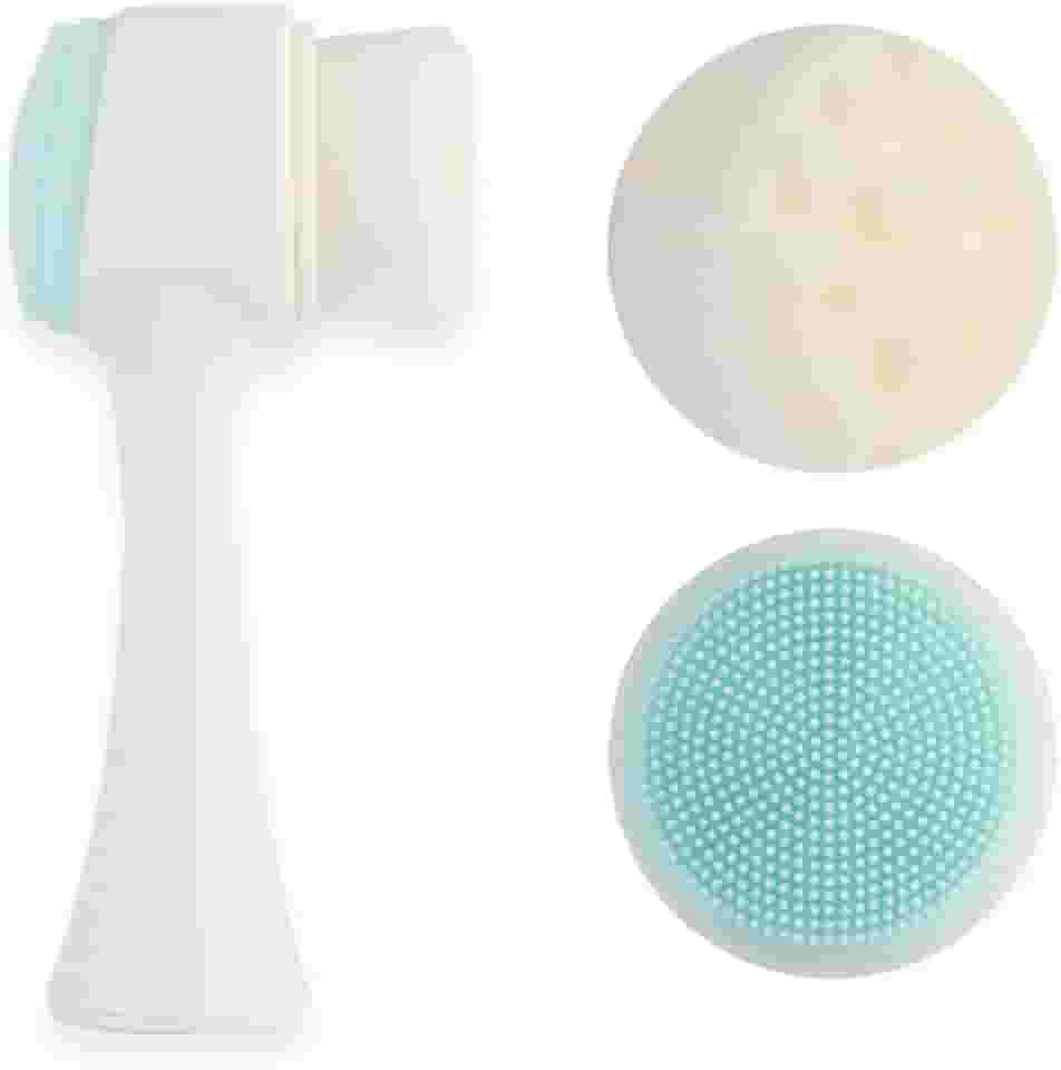 Escova de limpeza facial 2 em 1, escova de limpeza facial de silicone dupla face, escova de massagem