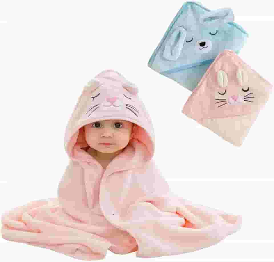 Toalha De Banho Infantil Soft Com Capuz Bichinho Bordado Algodão Toque Extremamente Macio Suave Para Pele do Bebê Recém Nascido Rosa