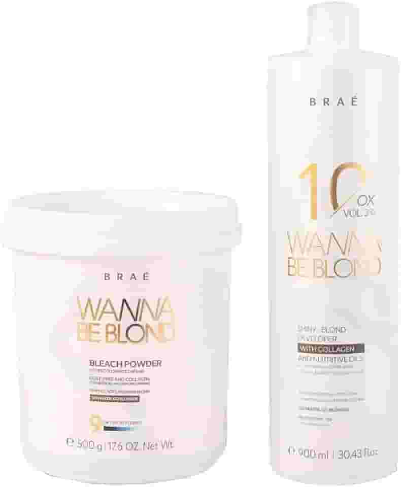 Kit Braé Wanna Be Blond Pó Descolorante 500g + Água Oxigenada 10 Volumes 3% - 900ml