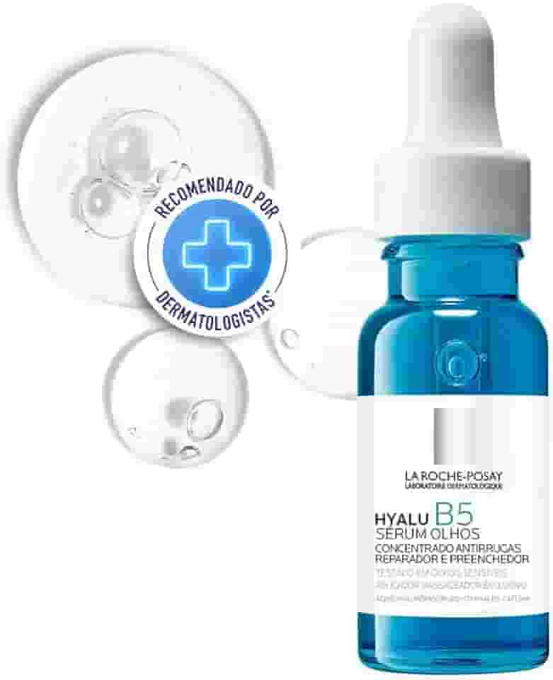 La Roche-Posay Hyalu B5 Olhos Serum, com aplicador Roll on, Cuidado Reparador, Preenchedor, Antirrugas, Ácido Hialurônico, Vitamina B5, Região dos olhos 15ml