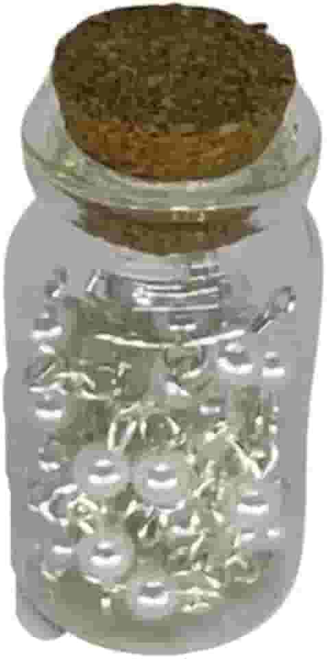 Terço em Perola com Porta Terço de Vidro com Rolha de Cortiça, Rosário Religioso Católico em Frasco de Vidro