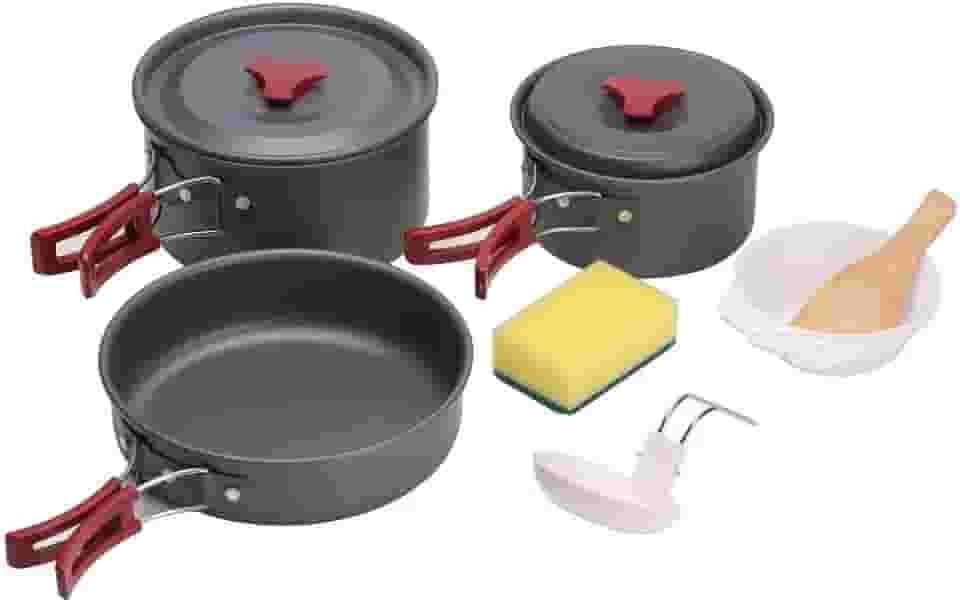 NTK, Conjunto de Panelas Camp 3 com 9 Peças com Frigideira e Tigelas para Acampamento em Alumínio e Aço.