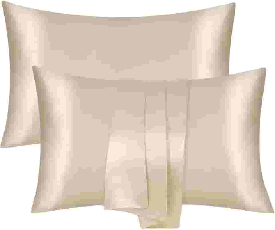 Fronhas de cetim de seda tamanho padrão conjunto de 2 com fecho de envelope presentes amigos da pele e cabelo para mulheres homens 50.8 cm x 76.2 cm Taupe