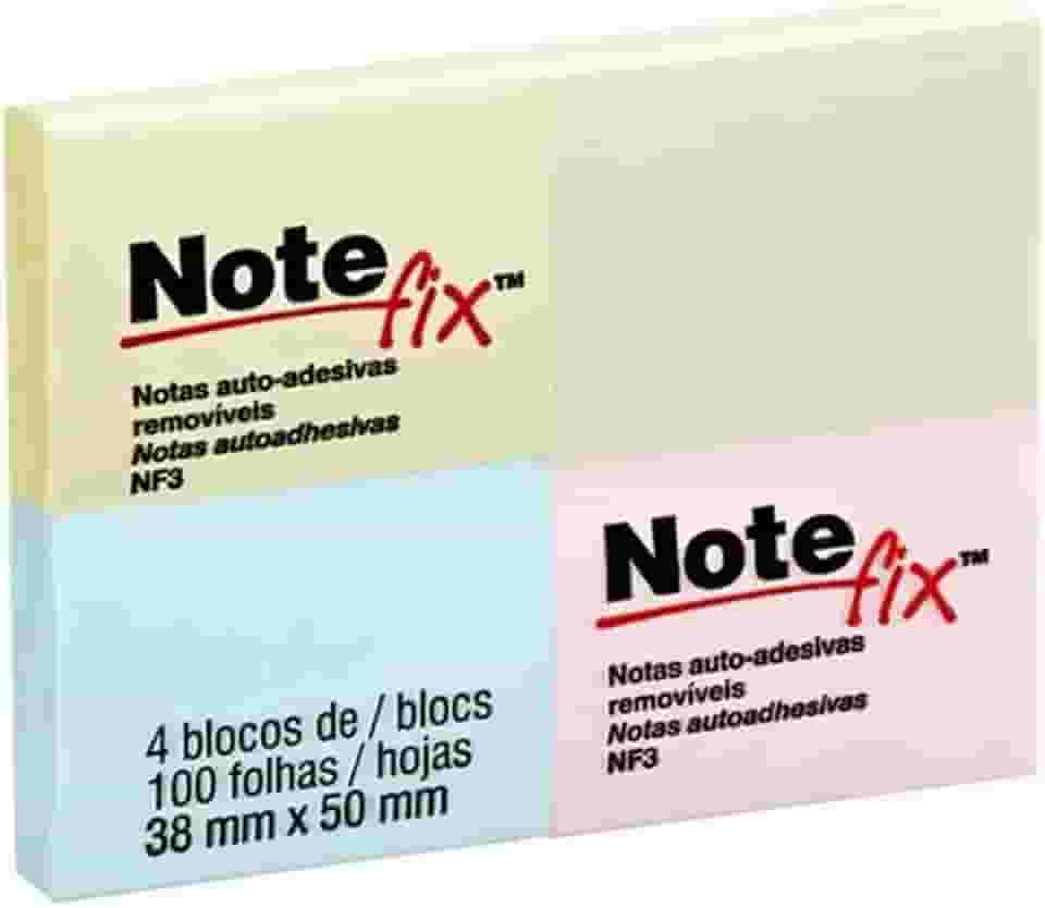 Note fix, 3M, Bloco Adesivo Colorido, 38x50mm, 100 Folhas