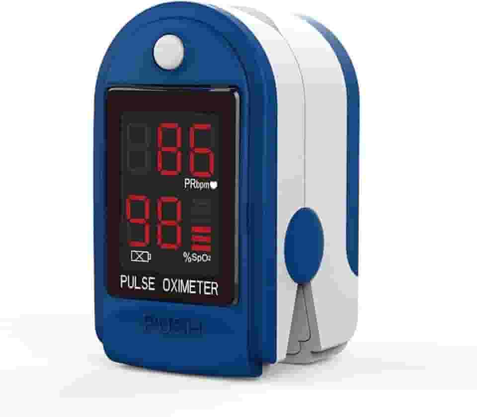 Oxímetro Digital de Dedo com Tela LED – Medidor de Saturação de Oxigênio (SpO₂) e Batimentos Cardíacos – Leve, Portátil e Preciso – Ideal para Uso Doméstico, Esportivo e Profissional