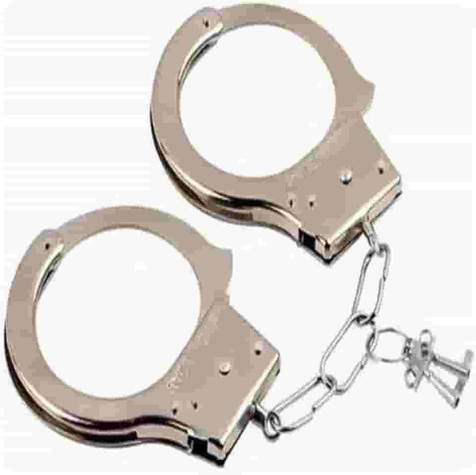 Algema Profissional de Metal, Cromada, com Corrente e Chaves, para Fantasia de Carnaval