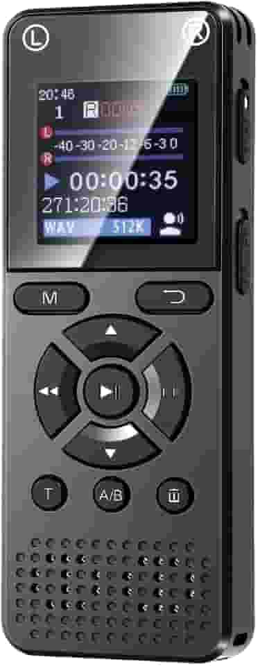 Gravador de Voz de 64 GB com Reprodução, Mini Gravador de Voz com Leitor MP4 Integrado, Redução de Ruído de 7 Níveis e Proteção por Senha, Gravador Ativado por Voz para Palestras, Reuniões