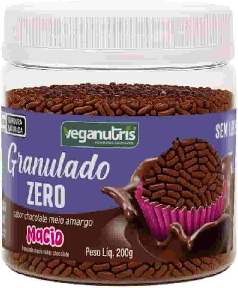GRANULADO SABOR CHOCOLATE MEIO AMARGO VEGANO SEM LEITE SEM GLÚTEN SEM AÇÚCAR ADICIONADO VEGANUTRIS 200G