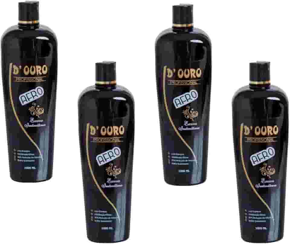 D’Ouro Escova Progressiva Afro 4×1000 ml – Kit escova progressiva para cabelos resistentes | brilho e maciez