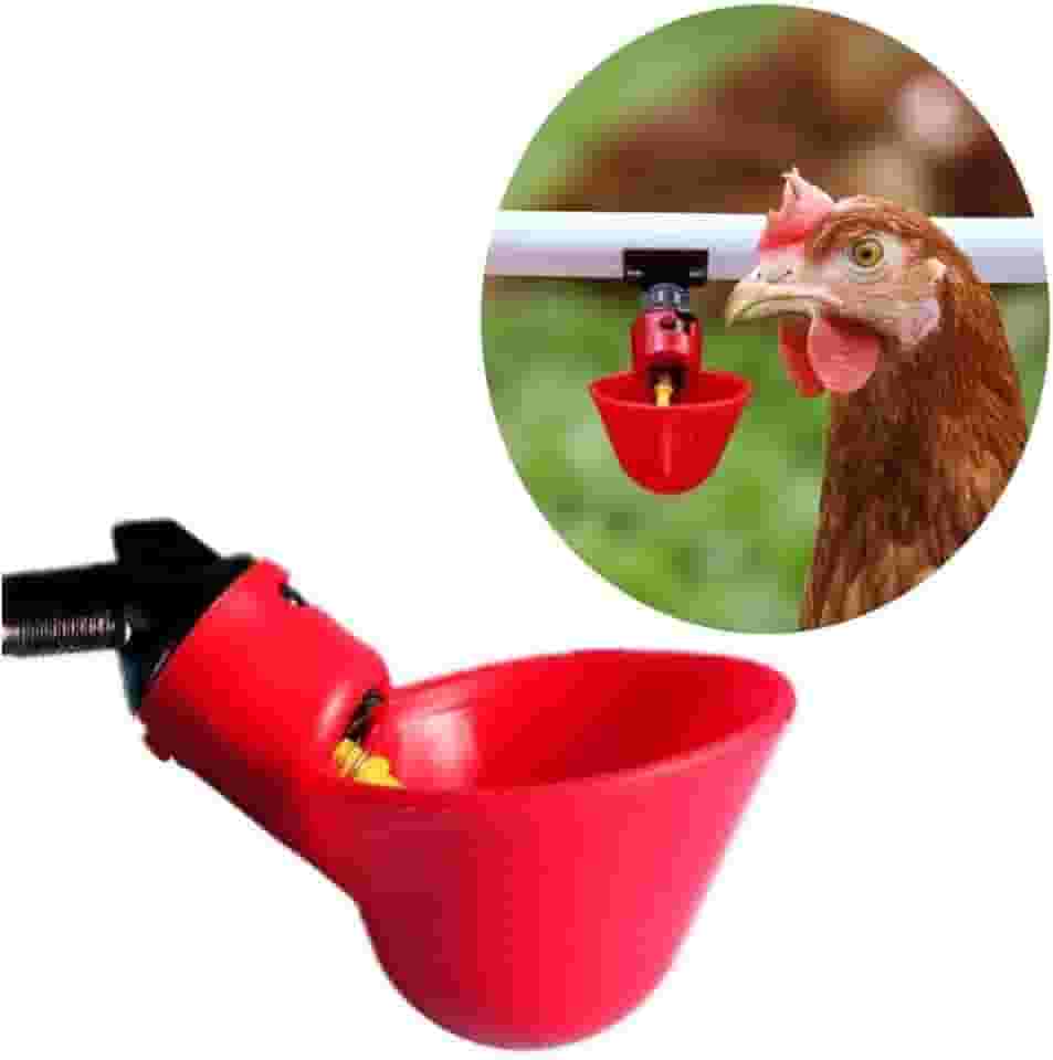 Kit 5 Bebedouros Automáticos p/Galinhas e Aves | Tipo Copo | Fácil Instalação e Limpeza | Ideal para Galinheiros