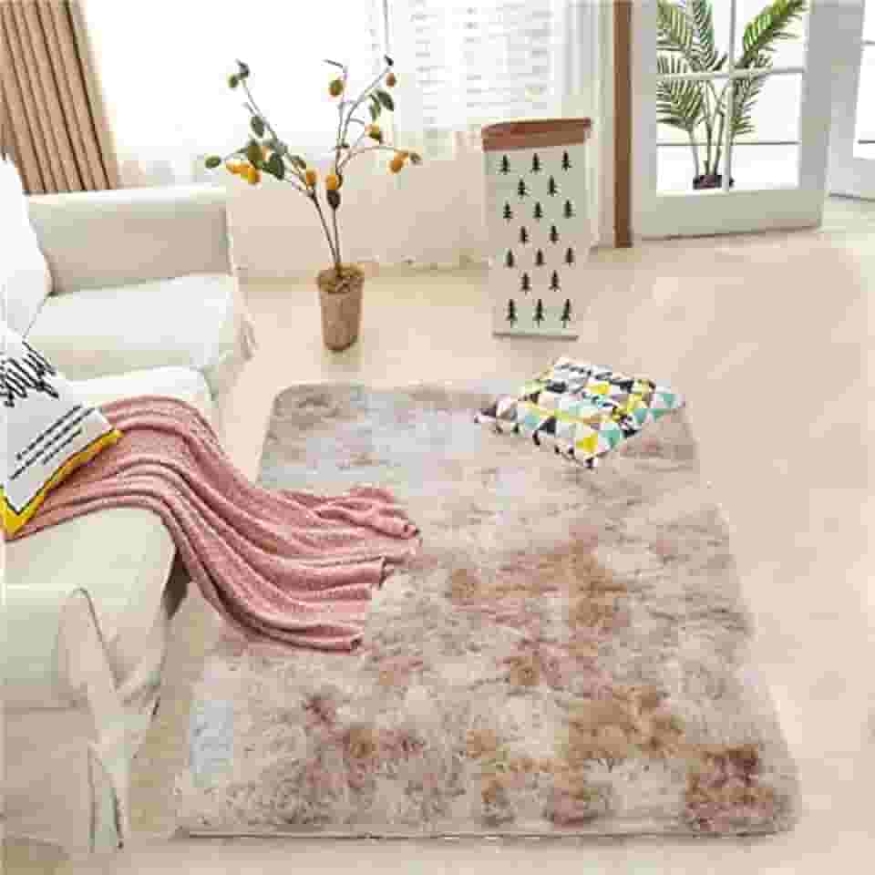 Tapete Sala Peludo Felpudo Super Macio 1,00 X 1,50 Mt Quarto (Bege Mescla)