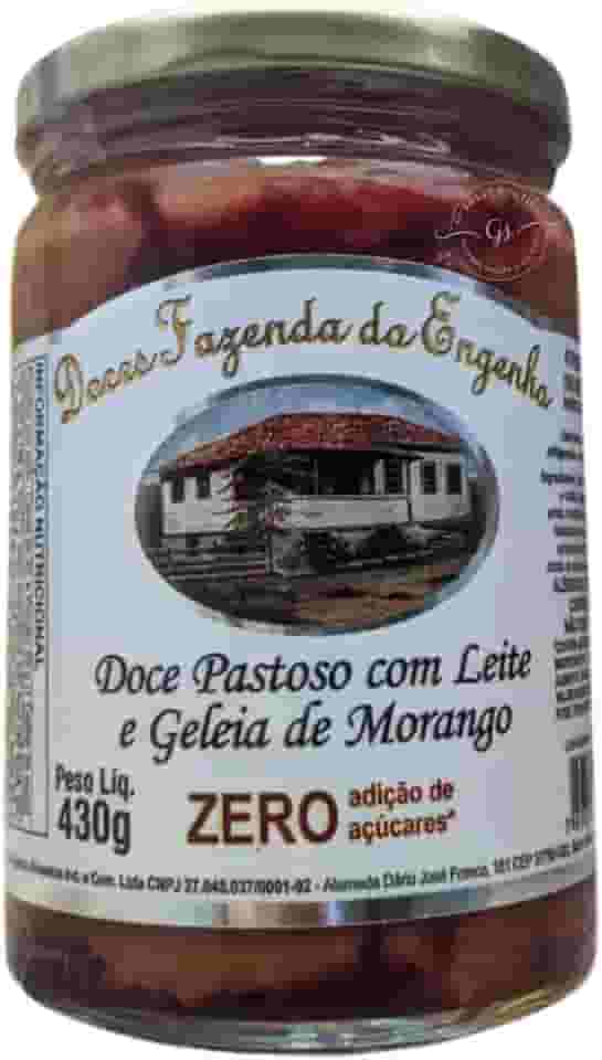 Doce de Leite com Morango Diet, Sobremesa sem Açúcar, Pote de Vidro, 430g, para Dietas Especiais e Diabéticos