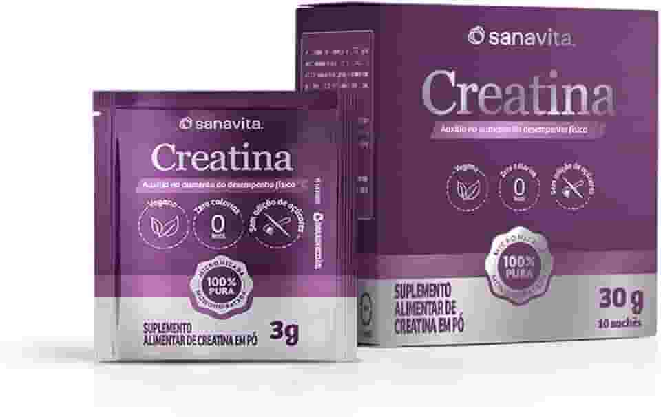 Sanavita Creatina 100% Pura - Monohidratada e Micronizada - Em Sachê