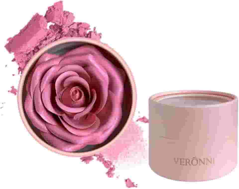 Blush rosa, maquiagem 3D rosa pétala de flor blush para bochechas, vermelhidão brilhante natural de longa duração, cor montável, contorno e brilho, blush em pó de maquiagem como presente de festival