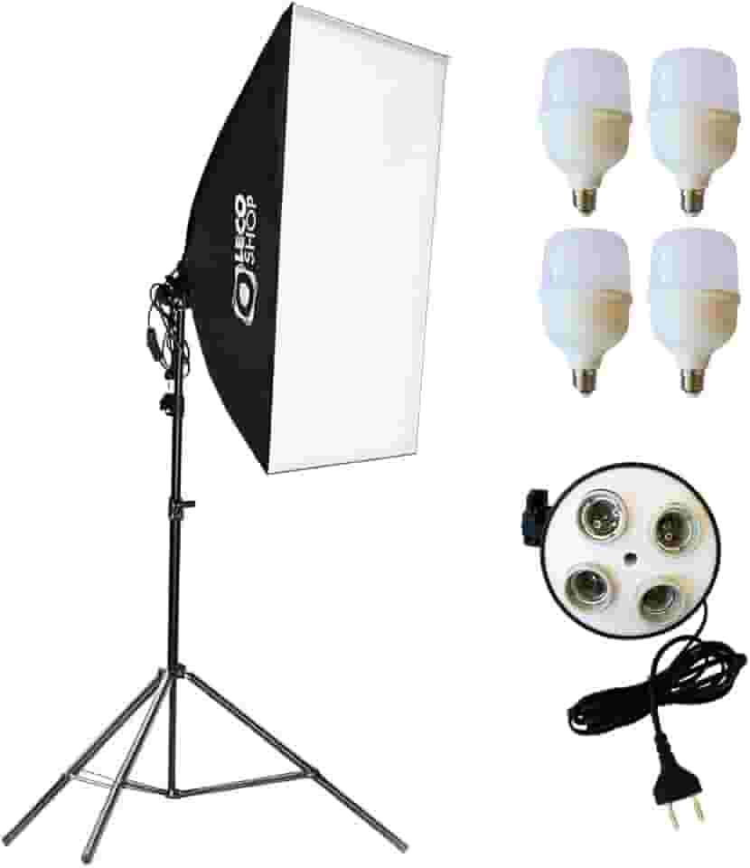 Kit Softbox com 4 lampadas LED e tripé de 2m, luz contínua para estúdio foto e vídeo
